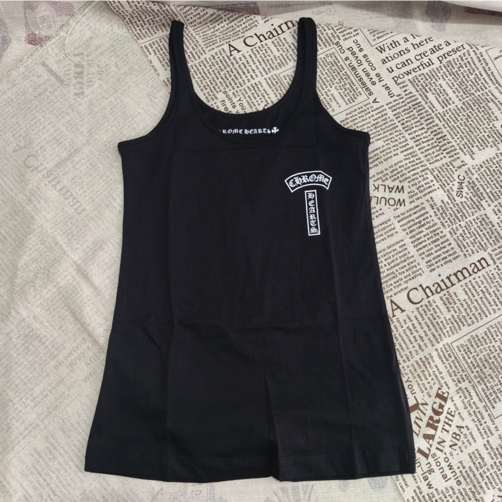 Chrome Hearts Black Tank with Small Chest Patch